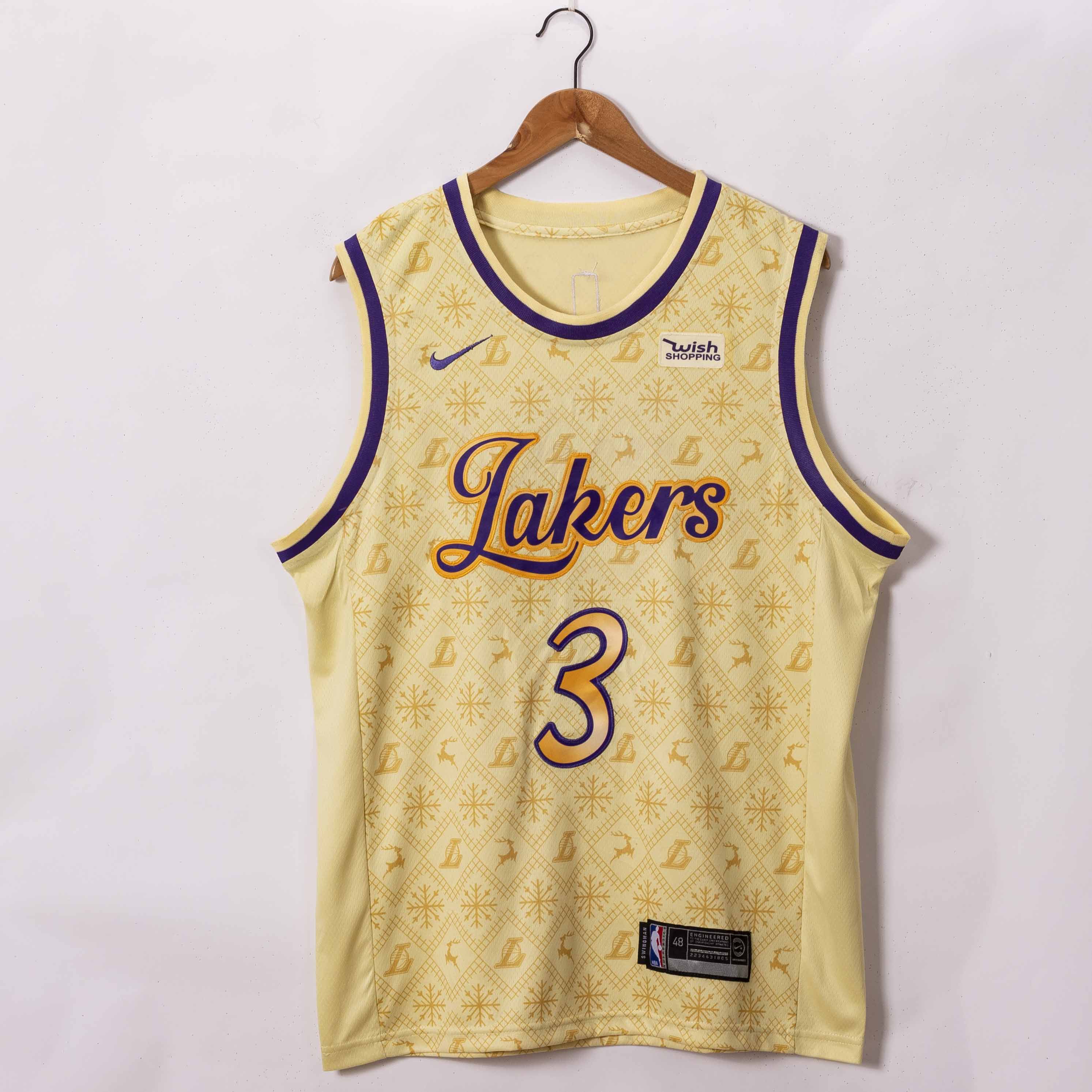 Men Los Angeles Lakers 3 Davis Yellow 2021 Nike Game NBA Jersey